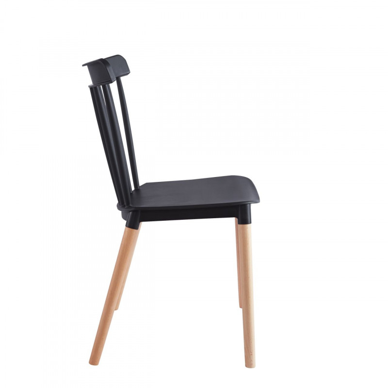 Chaise Aria – Noire & Bois Hêtre, Style Scandinave Élégant