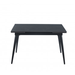 Table SquareMarbre Noir – Effet graphite & métal Golddeco