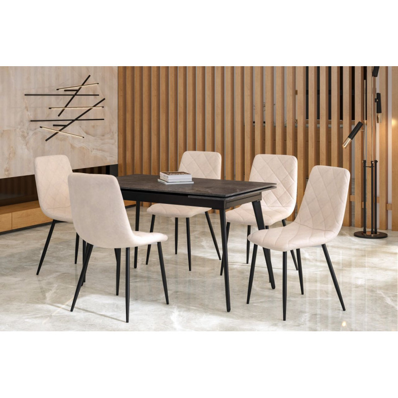 Table SquareMarbre Noir – Effet graphite & métal Golddeco