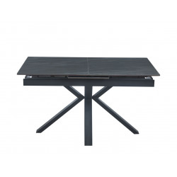 Table CrossMarbre Gris – Effet marbre & pieds croisés Golddeco