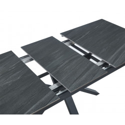 Table CrossMarbre Gris – Effet marbre & pieds croisés Golddeco