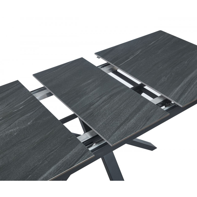 Table CrossMarbre Gris – Effet marbre & pieds croisés Golddeco