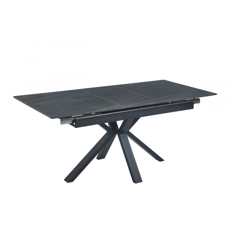 Table CrossMarbre Gris – Effet marbre & pieds croisés Golddeco