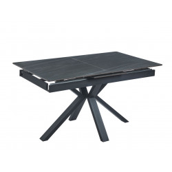 Table CrossMarbre Gris – Effet marbre & pieds croisés Golddeco