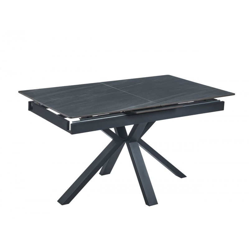 Table CrossMarbre Gris – Effet marbre & pieds croisés Golddeco