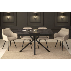 Table CrossMarbre Gris – Effet marbre & pieds croisés Golddeco