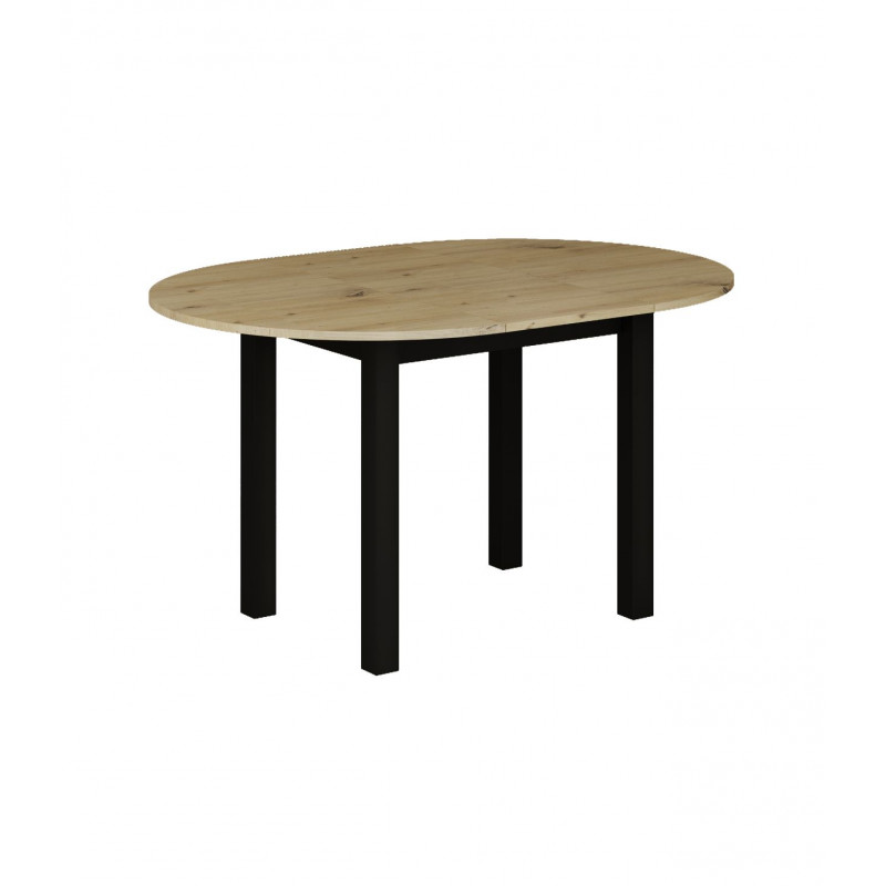 Table Ovalis – Chêne artisanal & pieds noirs Golddeco
