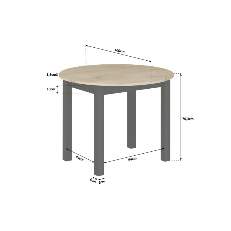 Table Ovalis – Chêne artisanal & pieds noirs Golddeco