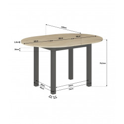 Table Ovalis – Chêne artisanal & pieds noirs Golddeco