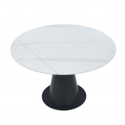Table Conica Marbre Blanc – Design rond & pied noir Golddeco