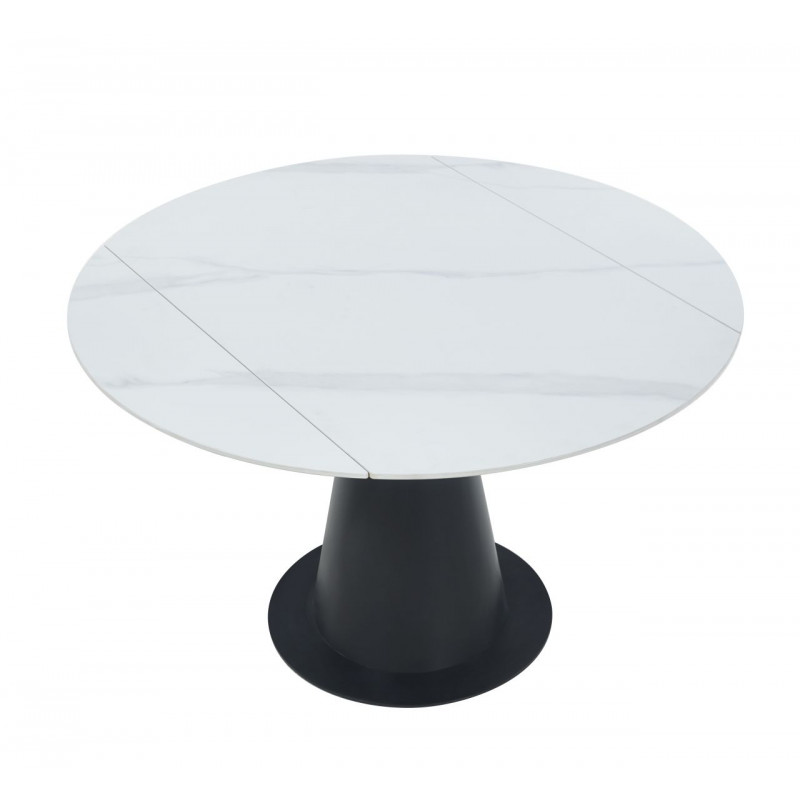 Table Conica Marbre Blanc – Design rond & pied noir Golddeco