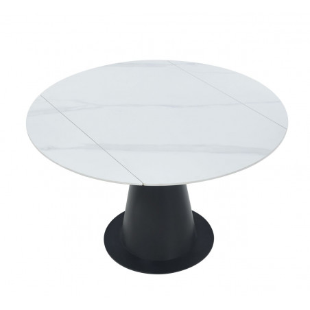 Table Conica Marbre Blanc – Design rond & pied noir Golddeco