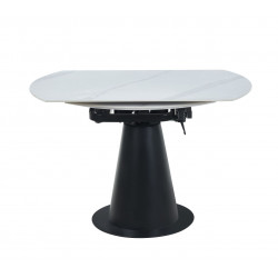 Table Conica Marbre Blanc – Design rond & pied noir Golddeco