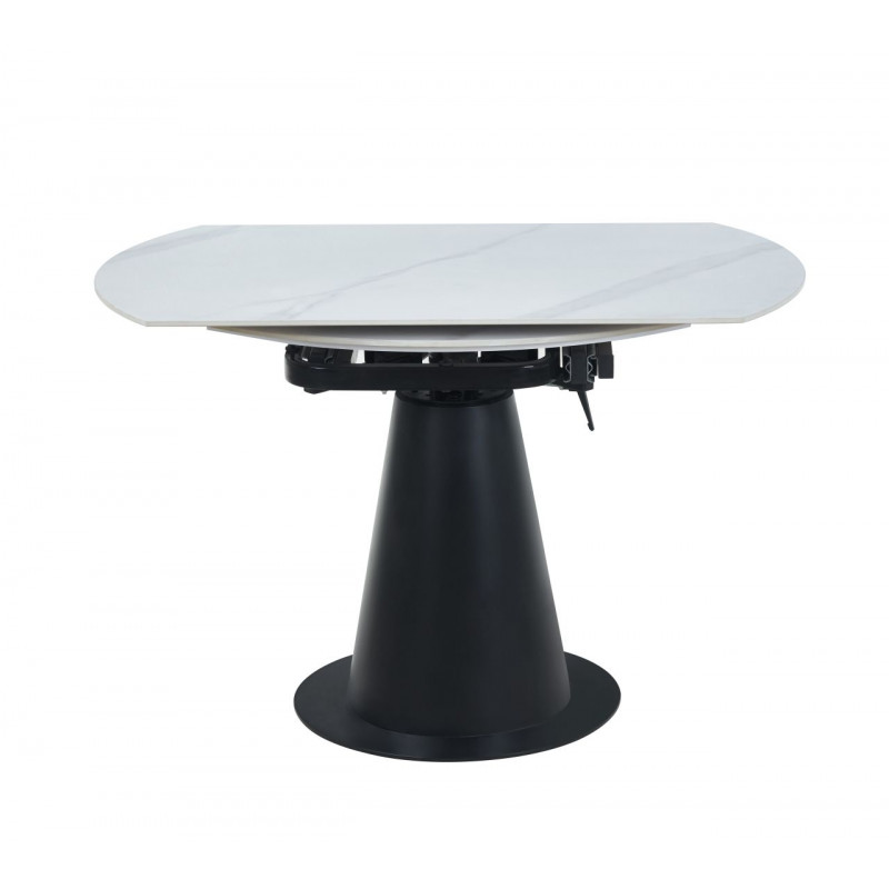 Table Conica Marbre Blanc – Design rond & pied noir Golddeco