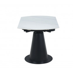 Table Conica Marbre Blanc – Design rond & pied noir Golddeco