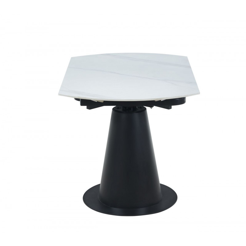 Table Conica Marbre Blanc – Design rond & pied noir Golddeco