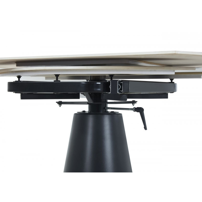 Table Conica Marbre Blanc – Design rond & pied noir Golddeco