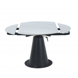 Table Conica Marbre Blanc – Design rond & pied noir Golddeco