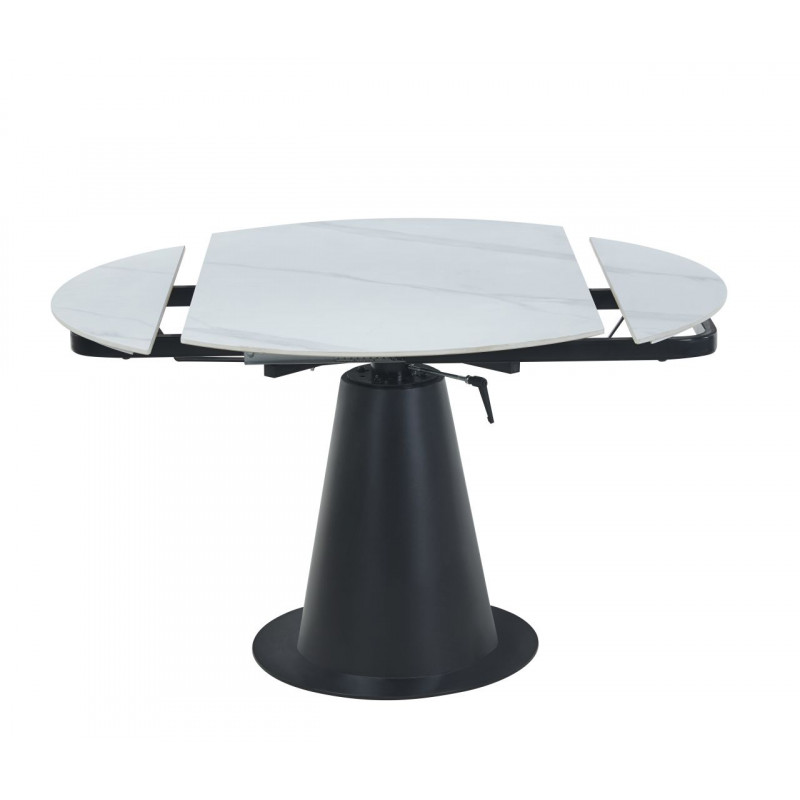 Table Conica Marbre Blanc – Design rond & pied noir Golddeco