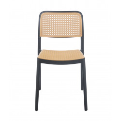 Chaise Cannage Noire & Naturel – Empilable & Anti-UV