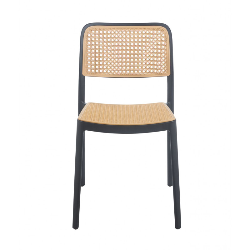 Chaise Cannage Noire & Naturel – Empilable & Anti-UV