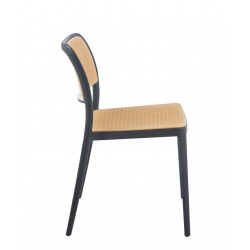 Chaise Cannage Noire & Naturel – Empilable & Anti-UV