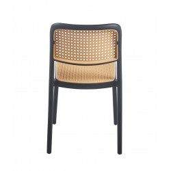 Chaise Cannage Noire & Naturel – Empilable & Anti-UV