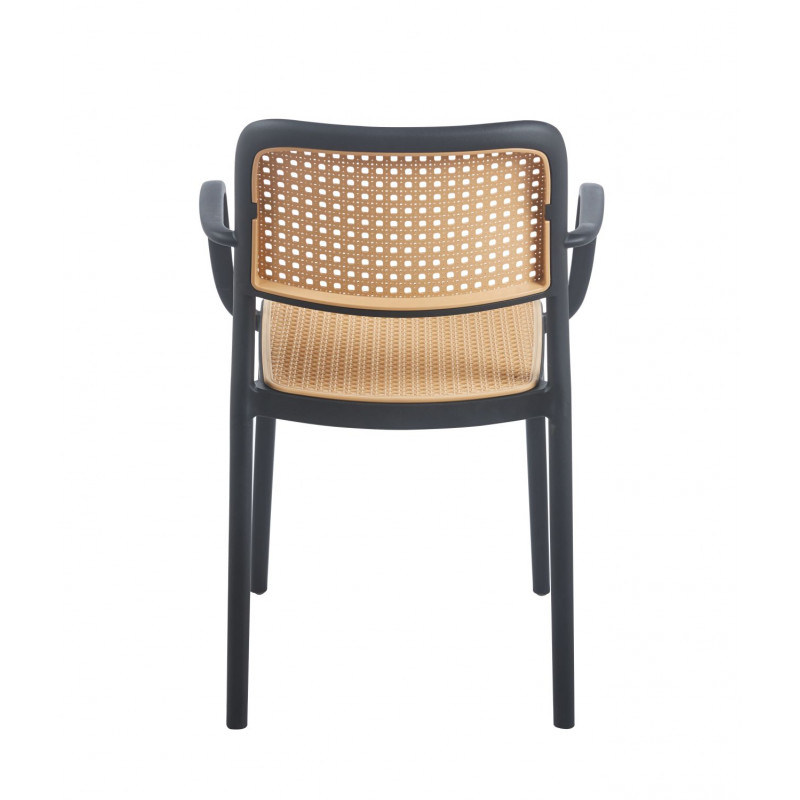 Chaise Cannage Noire avec Accoudoirs – Empilable & Anti-UV