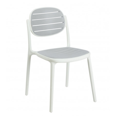 Chaise Extérieure Blanc & Gris – Empilable & Protection UV