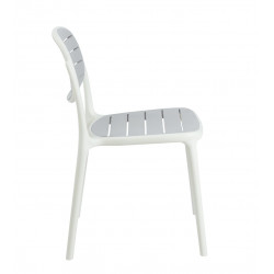 Chaise Extérieure Blanc & Gris – Empilable & Protection UV