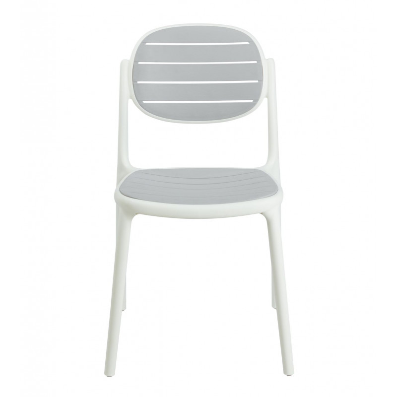 Chaise Extérieure Blanc & Gris – Empilable & Protection UV