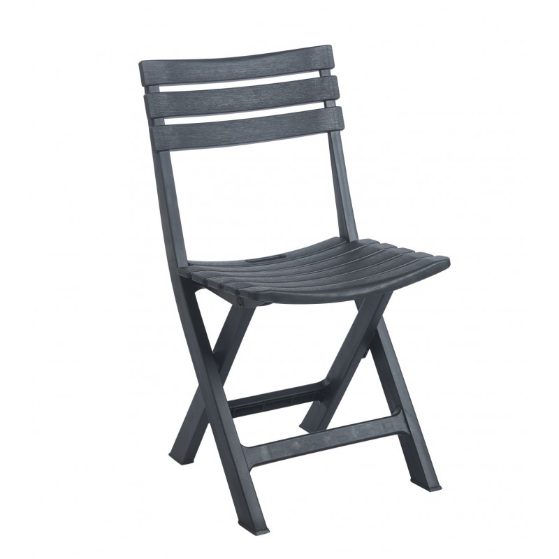 Ensemble Jardin Pliable Noir IGOR – Table Ronde & 2 Chaises – Anti-UV