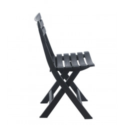 Ensemble Jardin Pliable Noir IGOR – Table Ronde & 2 Chaises – Anti-UV