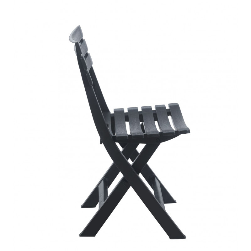 Ensemble Jardin Pliable Noir IGOR – Table Ronde & 2 Chaises – Anti-UV