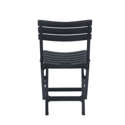 Ensemble Jardin Pliable Noir IGOR – Table Ronde & 2 Chaises – Anti-UV