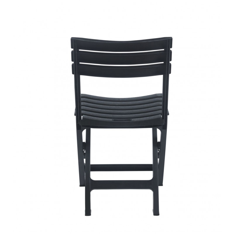 Ensemble Jardin Pliable Noir IGOR – Table Ronde & 2 Chaises – Anti-UV