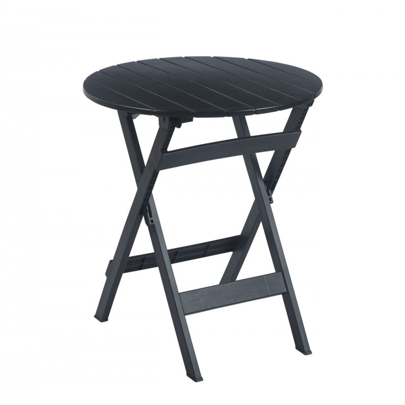 Ensemble Jardin Pliable Noir IGOR – Table Ronde & 2 Chaises – Anti-UV