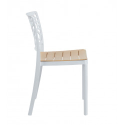 Chaise Ajourée Blanc & Bois Clair – Empilable Sans Accoudoirs Design
