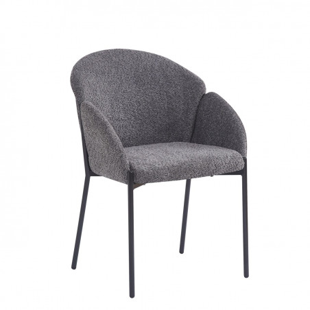 Chaise Lounge NIDO – Gris Bouclette & Pieds Noirs – Confort & Élégance