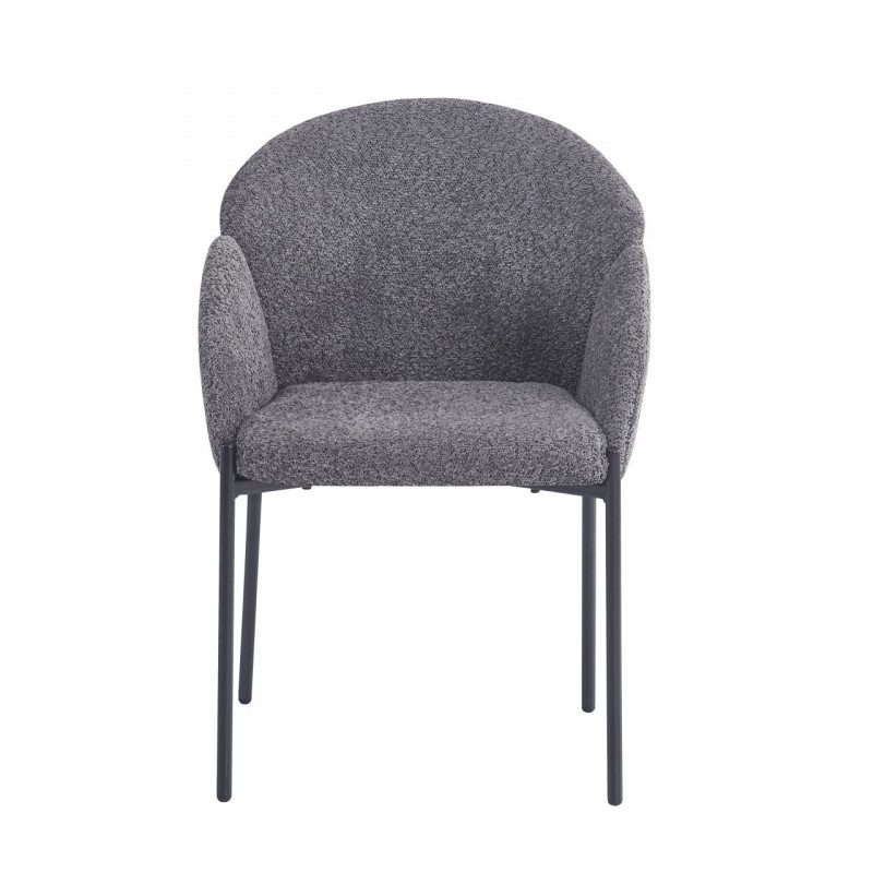 Chaise Lounge NIDO – Gris Bouclette & Pieds Noirs – Confort & Élégance