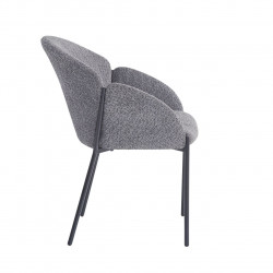 Chaise Lounge NIDO – Gris Bouclette & Pieds Noirs – Confort & Élégance