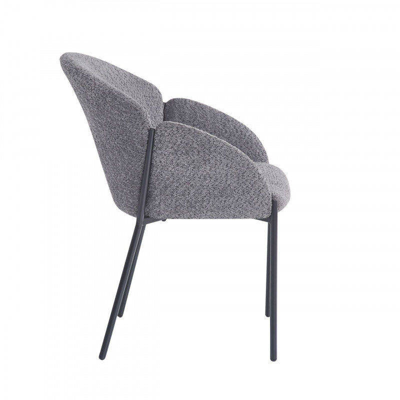 Chaise Lounge NIDO – Gris Bouclette & Pieds Noirs – Confort & Élégance