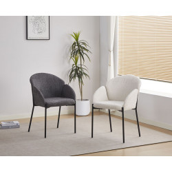 Chaise Lounge NIDO – Gris Bouclette & Pieds Noirs – Confort & Élégance