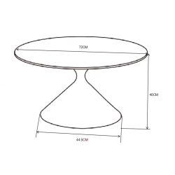 Table Basse ConeMarbre 72 cm – Aspect Marbre Blanc & Pied Noir | Golddeco