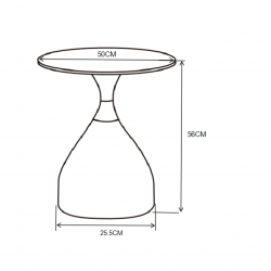 Table d’Appoint ConeMarbre 50 cm – Aspect Marbre Blanc & Pied Noir Doré | Golddeco