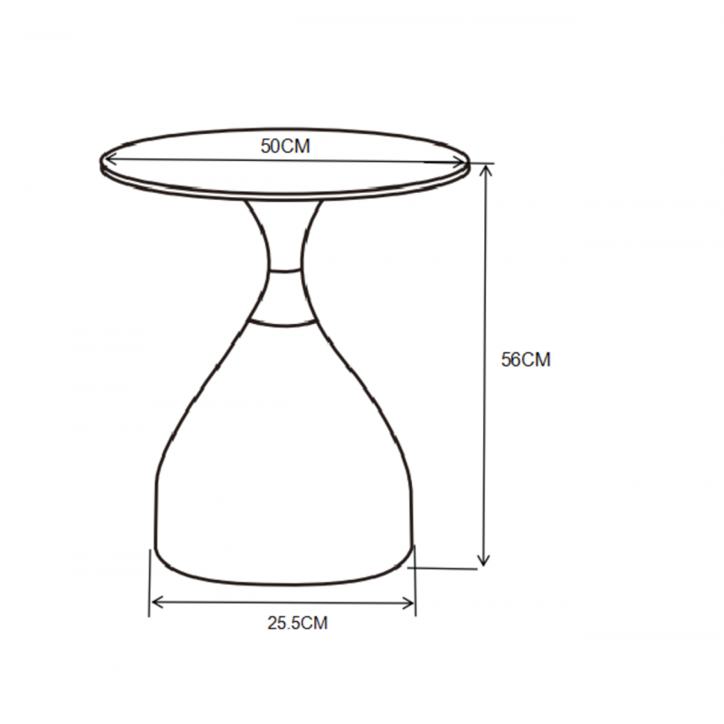 Table d’Appoint ConeMarbre 50 cm – Aspect Marbre Blanc & Pied Noir Doré | Golddeco