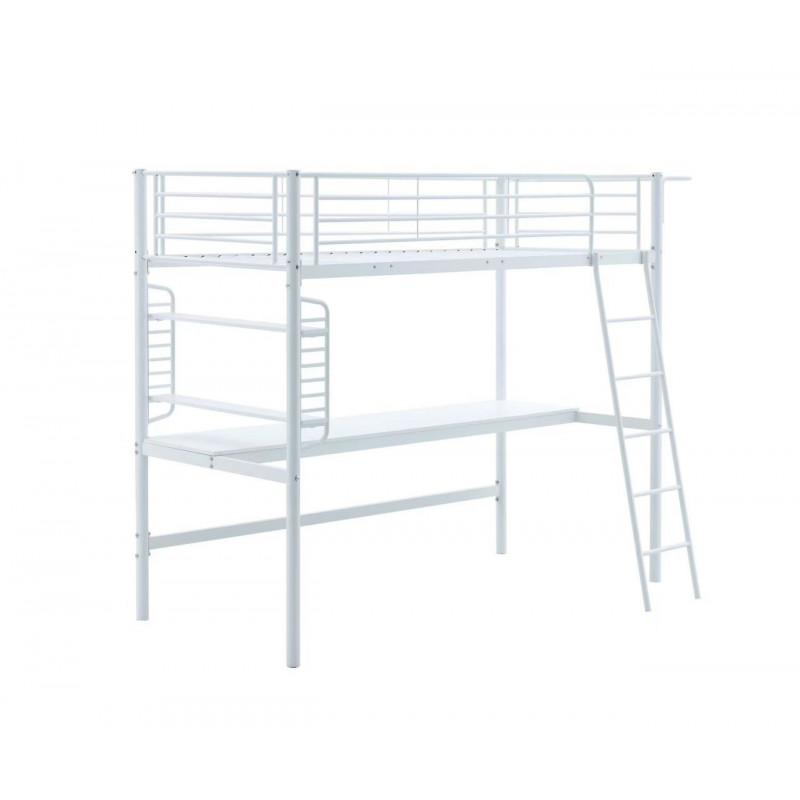 Lit superposé avec bureau 90x200 blanc – gain de place et design moderne | Golddeco