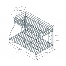 Lit superposé 90/140x200 noir – double couchage robuste et design | Golddeco
