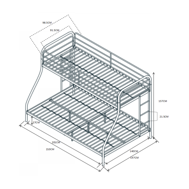 Lit superposé 90/140x200 noir – double couchage robuste et design | Golddeco