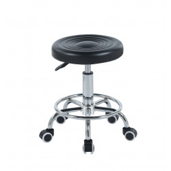 Tabouret à roulettes réglable – Similicuir noir
